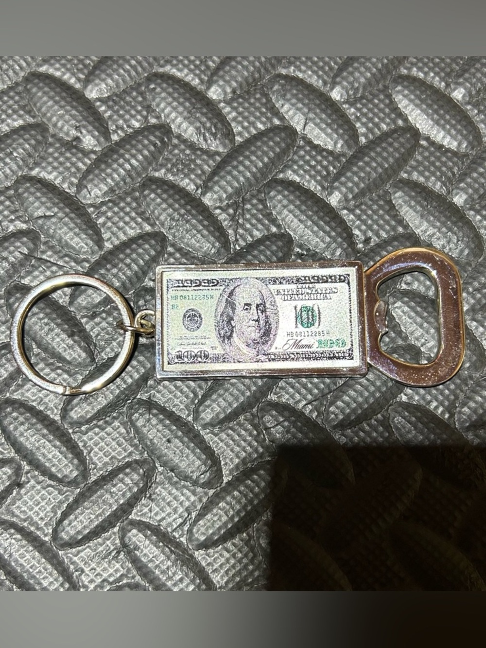 100 Dollar Bill Keychain Bottle Opener Keyring Ben Franklin Collectible 4”